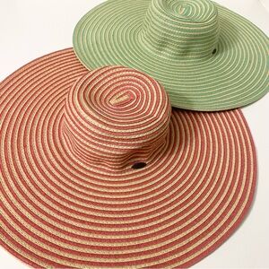 Papillon Oversized Floppy Beach Sun Hats Striped Summer Vacation Hats x2